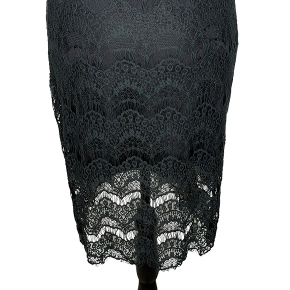 Free People Intimately Black Peekaboo Eyelash Lace Hi-Low Bodycon Lace Dress M - Picture 10 of 16